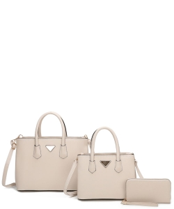 3in1 Saffiano Satchel Handbag Set LF21027T3 BEIGE